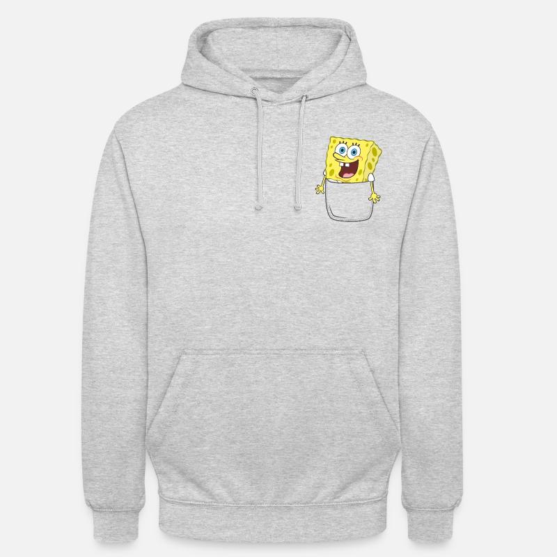 Bob l'Éponge Spongebob Motif Poche Poitrine - Sweat-shirt à capuche unisexe - gris clair chiné