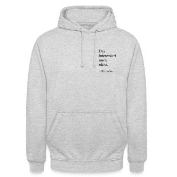 Das interessiert mich nicht. Die Bohne - Unisex Hoodie - Hellgrau meliert - Vorne - Alina (178cm) & Michal (187cm)