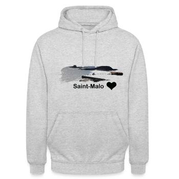 Saint Malo - Sweat-shirt à capuche unisexe - gris clair chiné - Devant - Alina (178cm) & Michal (187cm)