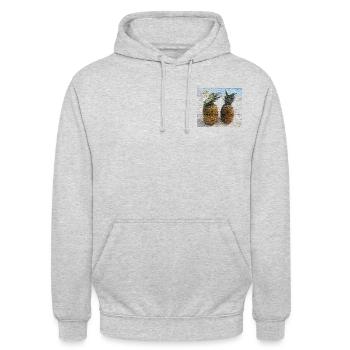 Vintage Ananas - Unisex Hoodie - Hellgrau meliert - Vorne - Alina (178cm) & Michal (187cm)