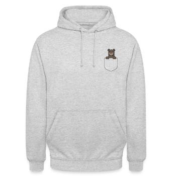 Sac de chemise ours poitrine poche cadeau ours poitrine - Sweat-shirt à capuche unisexe - gris clair chiné - Devant - Alina (178cm) & Michal (187cm)