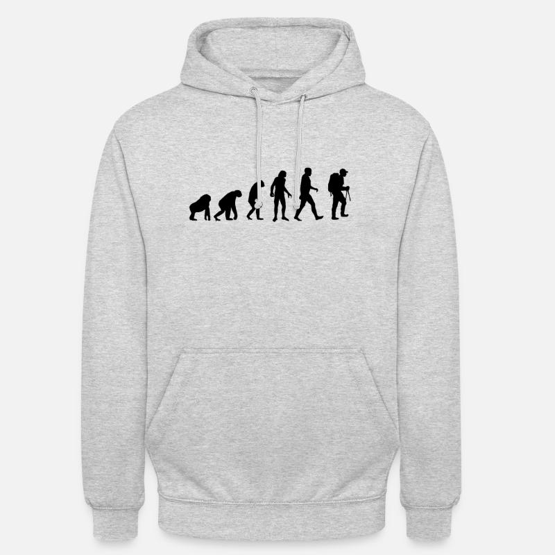 L’évolution d’un randonneur - Sweat-shirt à capuche unisexe - gris clair chiné