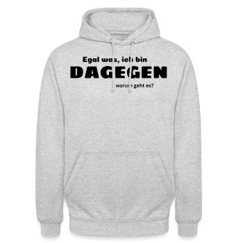 Dagegen - Anti Statement - Meinung -Mottoshirt - Unisex Hoodie - Hellgrau meliert - Vorne - Alina (178cm) & Michal (187cm)