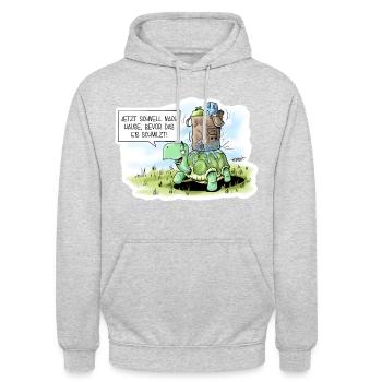Langsame Einkäufe - Unisex Hoodie - Hellgrau meliert - Vorne - Alina (178cm) & Michal (187cm)
