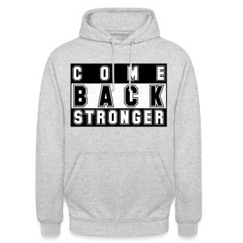 COME BACK STRONGER - COMEBACK - NEUSTART - FITNESS - Unisex Hoodie - Hellgrau meliert - Vorne - Alina (178cm) & Michal (187cm)