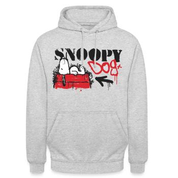 Peanuts Snoopy Dog Graffiti Street Art - Unisex Hoodie - Hellgrau meliert - Vorne - Alina (178cm) & Michal (187cm)