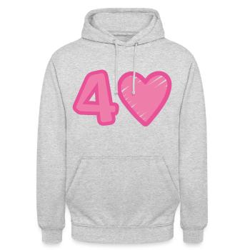Cœur du 40e anniversaire - Sweat-shirt à capuche unisexe - gris clair chiné - Devant - Alina (178cm) & Michal (187cm)