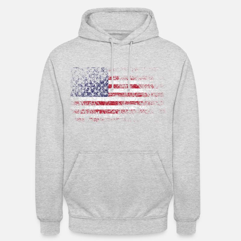 Drapeau américain délavé vertical - Sweat-shirt à capuche unisexe - gris clair chiné