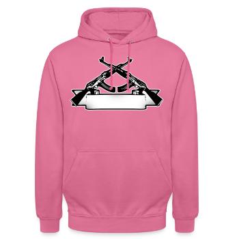 ak47 clan text schütze verein gewehr krieg name - Unisex Hoodie - pink - Front - Alina (178cm) & Michal (187cm)