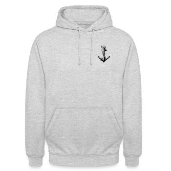 Anker mit Seil - Unisex Hoodie - Hellgrau meliert - Vorne - Alina (178cm) & Michal (187cm)
