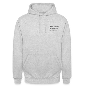 Kann Spuren von Alkohol enthalten - Unisex Hoodie - Hellgrau meliert - Vorne - Alina (178cm) & Michal (187cm)