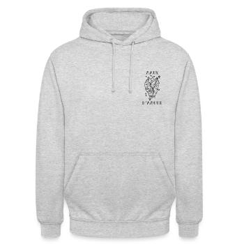 LIEBE MÄNNLICH - Unisex Hoodie - Hellgrau meliert - Vorne - Alina (178cm) & Michal (187cm)