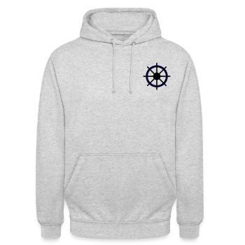 Stilvolles Lenkraddesign für Segelfans - Unisex Hoodie - Hellgrau meliert - Vorne - Alina (178cm) & Michal (187cm)