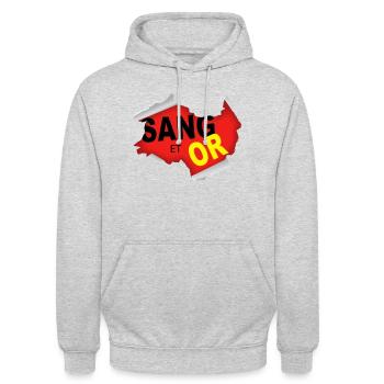 Sang et OR - Sweat-shirt à capuche unisexe - gris clair chiné - Devant - Alina (178cm) & Michal (187cm)