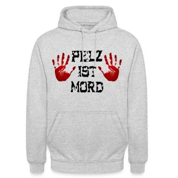 Pelz ist Mord - Unisex Hoodie - Hellgrau meliert - Vorne - Alina (178cm) & Michal (187cm)