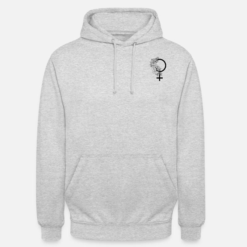 Symbole de Vénus avec des fleurs | Black || Annie. - Sweat-shirt à capuche unisexe - gris clair chiné