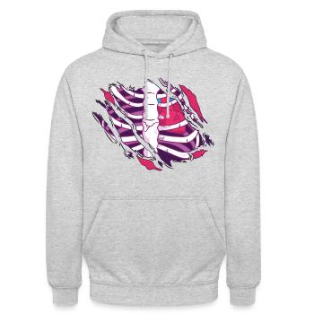 ZOMBIE UNTOT - Unisex Hoodie - Hellgrau meliert - Vorne - Alina (178cm) & Michal (187cm)