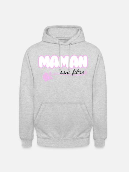 Maman sans filtre - Sweat-shirt à capuche unisexe - gris clair chiné