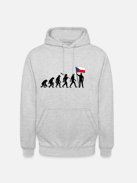 Tschechien - Evolution - Flagge - Nation - Unisex Hoodie - Hellgrau meliert