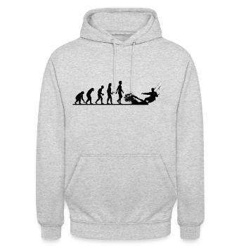 Die Evolution zum Kitesurfer - Unisex Hoodie - Hellgrau meliert - Vorne - Alina (178cm) & Michal (187cm)