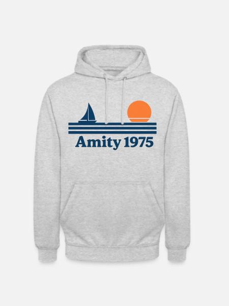 Sunset Retro Amity 1975 Segelboot - Unisex Hoodie - Hellgrau meliert
