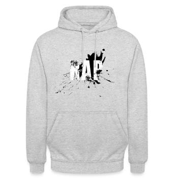 RAP - Sweat-shirt à capuche unisexe - gris clair chiné - Devant - Alina (178cm) & Michal (187cm)