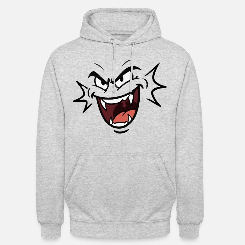 Funny vampire face laughing pattern comic - Unisex Hoodie - light heather grey