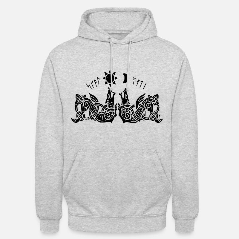 Geri et Freki Les loups de Odin - Sweat-shirt à capuche unisexe - gris clair chiné