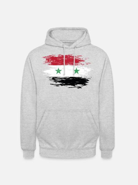 Drapeau syrien utilisé - Sweat-shirt à capuche unisexe - gris clair chiné