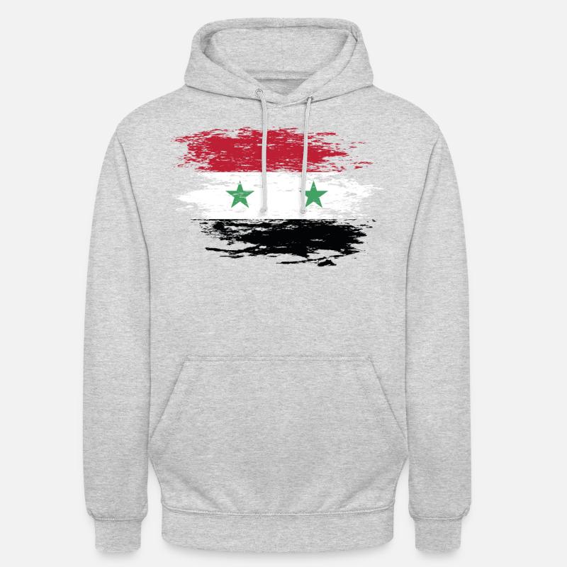 Drapeau syrien utilisé - Sweat-shirt à capuche unisexe - gris clair chiné