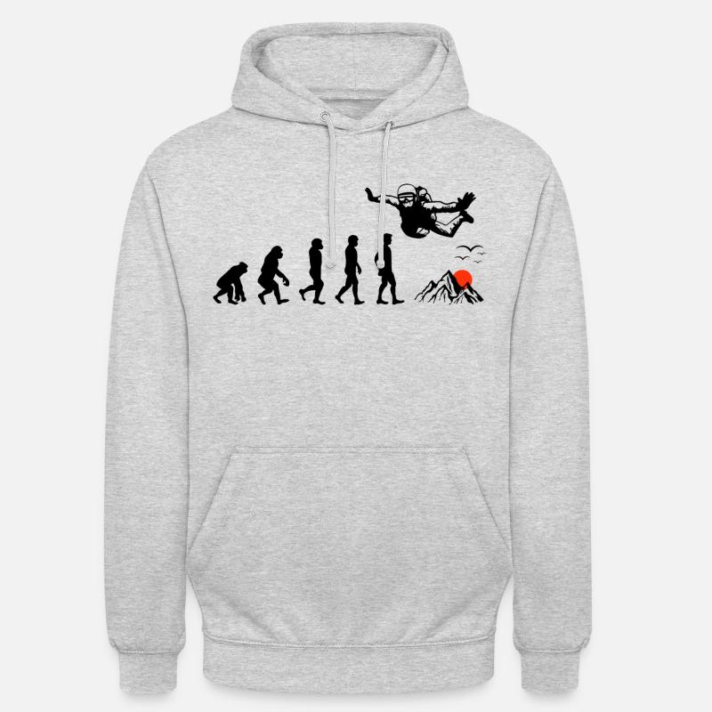 Fallschirmspringen Evolution - Unisex Hoodie - Hellgrau meliert