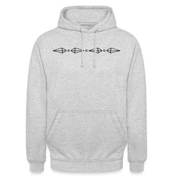 Zierleiste Formen Abstrakt Symbole - Unisex Hoodie - Hellgrau meliert - Vorne - Alina (178cm) & Michal (187cm)