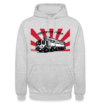 pump white beton - Pumpe aus weißem Beton - Unisex Hoodie - Hellgrau meliert - Vorne - Alina (178cm) & Michal (187cm)