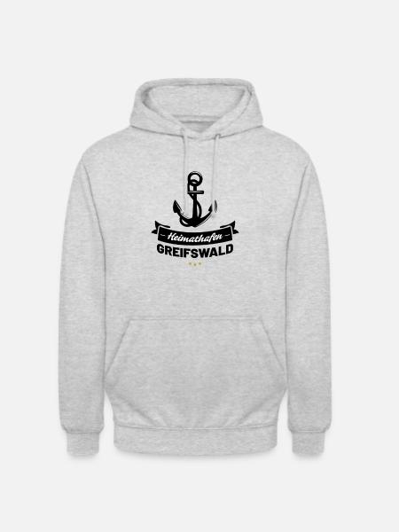 Heimathafen Greifswald - Unisex Hoodie - Hellgrau meliert