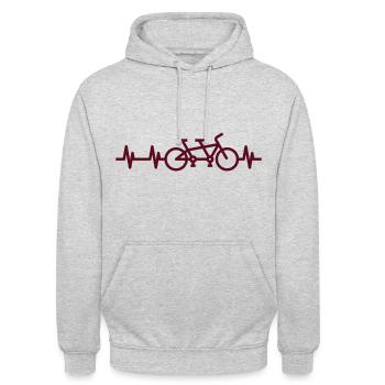 Tandem bike and heartbeat symbol - Unisex Hoodie - light heather grey - Front - Alina (178cm) & Michal (187cm)