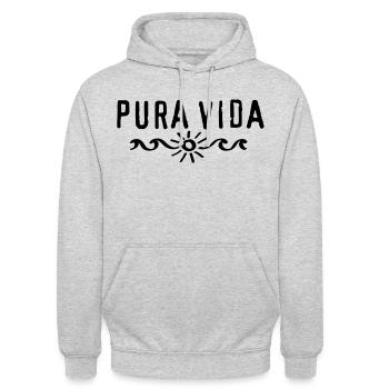 Pura Vida, Sommer, Urlaub, Strand, beach party - Unisex Hoodie - Hellgrau meliert - Vorne - Alina (178cm) & Michal (187cm)