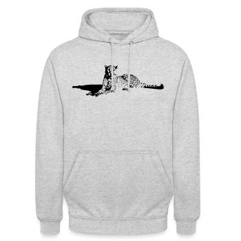 Magnifique guépard au repos - Sweat-shirt à capuche unisexe - gris clair chiné - Devant - Alina (178cm) & Michal (187cm)