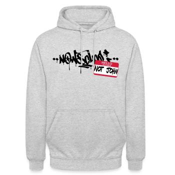 Now-School - Hallo mein Name ist nicht John (Red) - Unisex Hoodie - Hellgrau meliert - Vorne - Alina (178cm) & Michal (187cm)