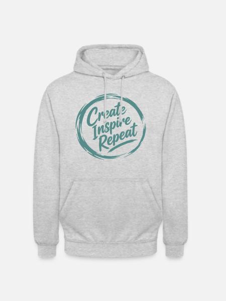 Create Inspire Repeat  - Unisex Hoodie - Hellgrau meliert