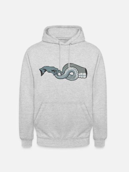 Michelangelo, Adam och bläckfisken - Luvtröja unisex - ljusgråmelerad