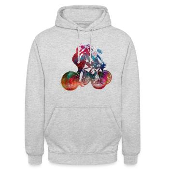 Radfahren Fahrrad Sport Kunst # Radfahren # Sport - Unisex Hoodie - Hellgrau meliert - Vorne - Alina (178cm) & Michal (187cm)