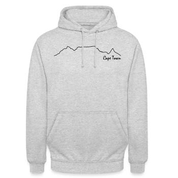 TableMountain-Cape Town - Unisex Hoodie - Hellgrau meliert - Vorne - Alina (178cm) & Michal (187cm)