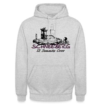 Der Schneeberg ein Gipfel der 12 im Fichtelgebirge - Unisex Hoodie - Hellgrau meliert - Vorne - Alina (178cm) & Michal (187cm)