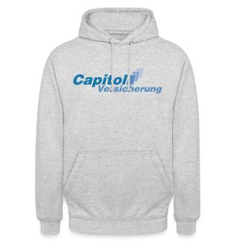 Stromberg Logo Der Capitol Versicherung - Unisex Hoodie - Hellgrau meliert - Vorne - Alina (178cm) & Michal (187cm)