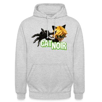 Miraculous Cat Noir Adrien - Sweat-shirt à capuche unisexe - gris clair chiné - Devant - Alina (178cm) & Michal (187cm)