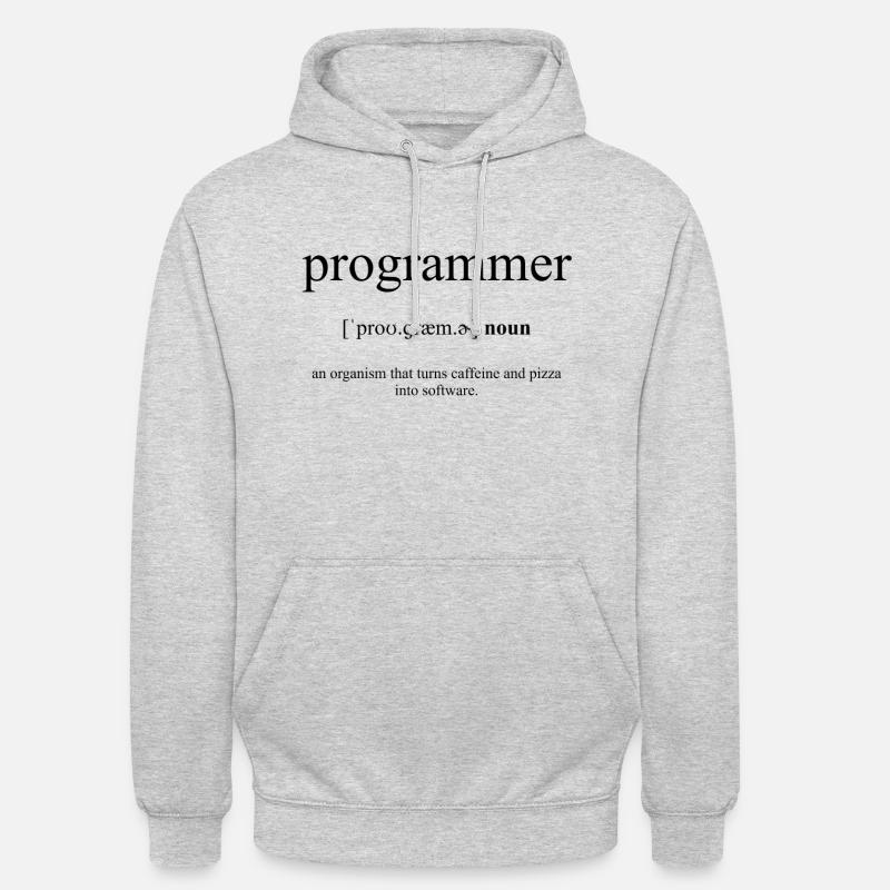 Dictionnaire de définition de programmeur - Sweat-shirt à capuche unisexe - gris clair chiné