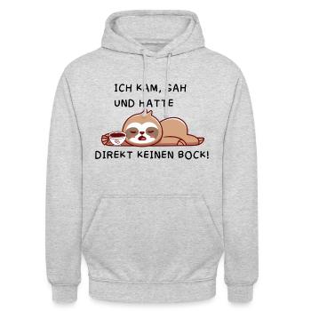 Faultier Morgenmuffel Tasse Becher Sticker - Unisex Hoodie - Hellgrau meliert - Vorne - Alina (178cm) & Michal (187cm)