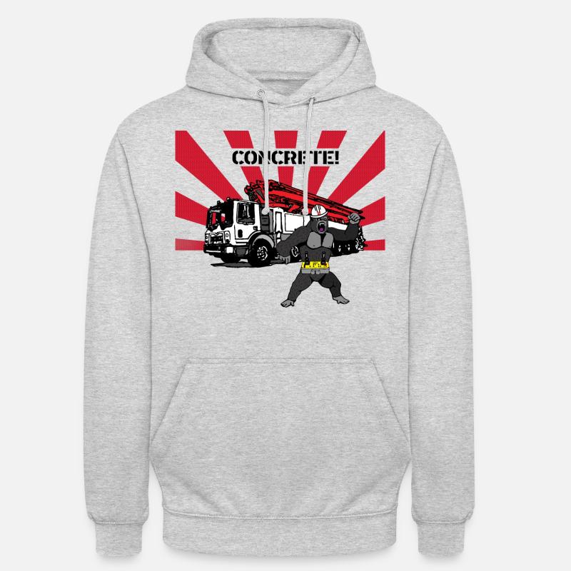 Concrete pump gorilla red white -Concrete pump - Unisex Hoodie - light heather grey