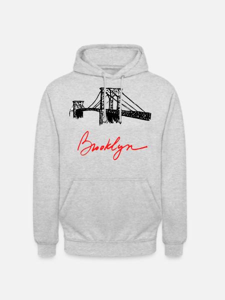 Brooklyn - Uniseks hoodie - lichtgrijs gemêleerd