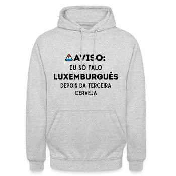 Je parle luxembourgeois bourré - Sweat-shirt à capuche unisexe - gris clair chiné - Devant - Alina (178cm) & Michal (187cm)